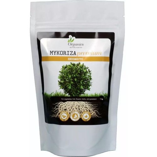 MYKORIZA PREMIUM 1KG - MIKORYZA (18 grzybów), TRICHODERMA (5 gatunków), BAKTERIE I MIKROORGANIZMY W PROSZKU, 400% WIĘKSZY KORZEŃ, ORGANICS NUTRIENTS, mykoryza