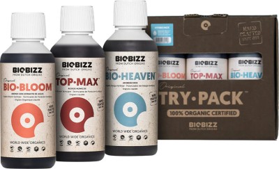 TRY-PACK HYDRO 3x0.25L/3x250ML, ZESTAW ORGANICZNYCH NAWOZÓW I STYMULATORÓW DO HYDRO, (BIO-BLOOM,TOP-MAX,BIO-HEAVEN), BIOBIZZ 