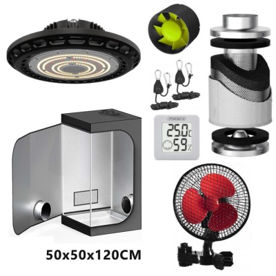 GROWBOX ZESTAW LED DO UPRAWY ROŚLIN 50x50xh120, LED UFO 100W. 0,25m2