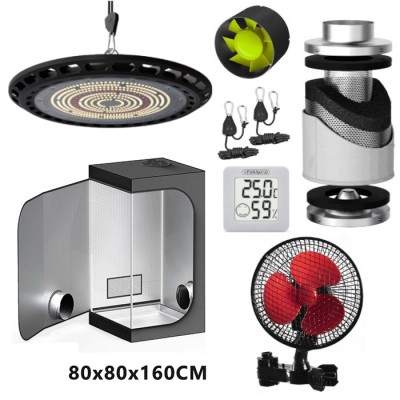 GROWBOX ZESTAW LED DO UPRAWY ROŚLIN 80x80xh160, LED UFO 200W. 0,64m2