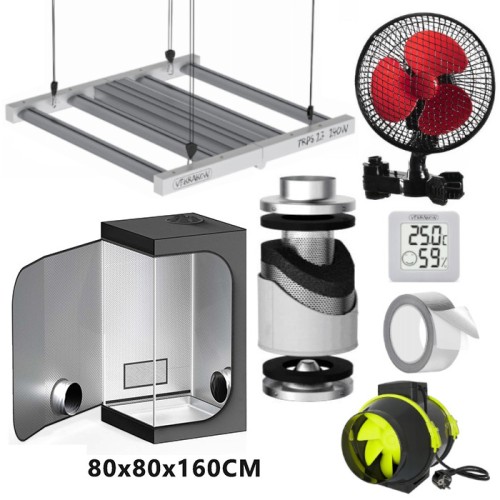GROWBOX ZESTAW LED DO UPRAWY ROŚLIN 80x80xh160, LED TRPS 240W. 0,64m2