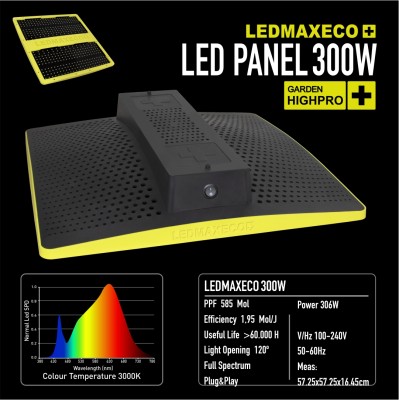 !-LEDMAX ECO 300W - LAMPA LED, PEŁNE SPEKTRUM 3000K, max 100x100cm, LEDY SAMSUNG, DO UPRAWY ROŚLIN, GARDEN HIGHPRO