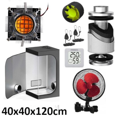 GROWBOX ZESTAW LED DO UPRAWY ROŚLIN 40x40xh120, LED CREE 60W. 0,16m2