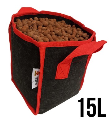  HemPot 15L - ODDYCHAJĄCA, KWADRATOWA DONICZKA MATERIAŁOWA 23x23xh28cm, Z UCHWYTAMI, odpowiednik Smart Pot, Growbag