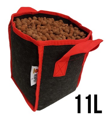  HemPot 11L - ODDYCHAJĄCA, KWADRATOWA DONICZKA MATERIAŁOWA 23x23xh26cm, Z UCHWYTAMI, odpowiednik Smart Pot, Growbag