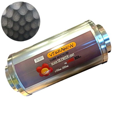  TŁUMIK AKUSTYCZNY, ALU, ULTRALEKKI VF-SILVER, fi-150mm, dł-500mm,1,6kg for LARGE BOXes,  SILENCER LIGHT