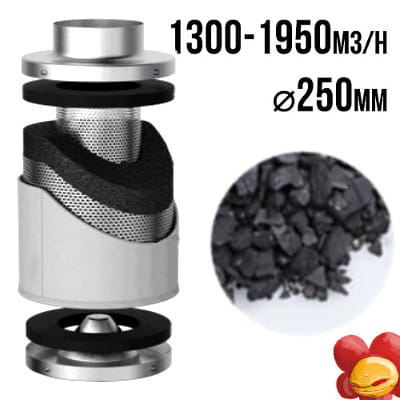  FILTR WĘGLOWY PRO-ECO VF, fi250mm, 1300-1950m3/h, h70cm, węgiel 12,5kg