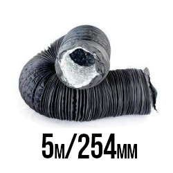 PRZEWÓD WENTYLACYJNY DWUWARSTWOWY ALU/PVC, Ø250-254mm / dł. 5m, gruby i mocny materiał, składany „harmonijkowo”