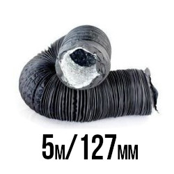PRZEWÓD WENTYLACYJNY DWUWARSTWOWY ALU/PVC, Ø125-127mm / dł. 5m, gruby i mocny materiał, składany „harmonijkowo”