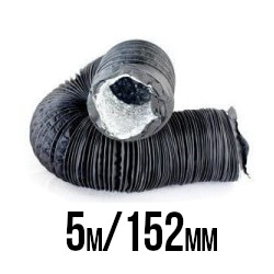 PRZEWÓD WENTYLACYJNY DWUWARSTWOWY ALU/PVC, Ø150-152mm / dł. 5m, gruby i mocny materiał, składany „harmonijkowo”