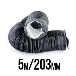 PRZEWÓD WENTYLACYJNY DWUWARSTWOWY ALU/PVC, Ø200-203mm / dł. 5m, gruby i mocny materiał, składany „harmonijkowo”