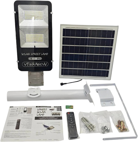 Uliczna Lampa Solarna PREMIUM,WYDAJNOŚĆ 1000W, ZESTAW MONTAŻOWY + PILOT, CZUJNIK ZMIERZCHU, IP65, CSE Clean Solar Energy, VF KRAKOW