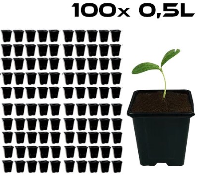 100x DONICZKI KWADRATOWE DO ROZSADY I SADZONEK, Z RANTEM, 0,5L / 9 x 9 x h10cm, VF KRAKOW