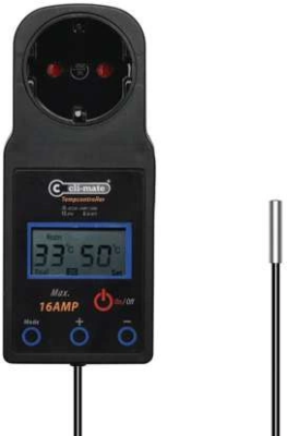 CYFROWY STEROWNIK / REGULATOR TEMPERATURY I OBROTÓW WENTYLATORA - CLI-MATE, MAX.3680W/16A, CZUJNIK TEMP. NA KABLU, WYŚWIETLACZ, termostat, CLIMATE