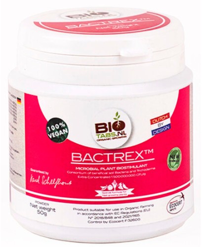 BACTREX  50g, ORGANICZNY STYMULATOR W PROSZKU (TRICHODERMA, ENZYMY, BAKTERIE, KWAS HUMUSOWY), BIOTABS
