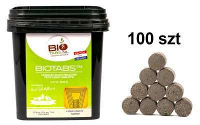 TABLETKI BIOTABS OPAK. 100SZT. W 100% ORGANICZNY NAWÓZ NA WZROST I KWITNIENIE O POWOLNYM UWALNIANIU, BIOTABS