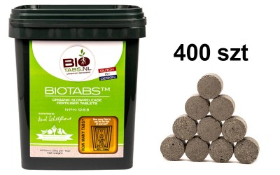 TABLETKI BIOTABS OPAK. 400SZT. W 100% ORGANICZNY NAWÓZ NA WZROST I KWITNIENIE O POWOLNYM UWALNIANIU, BIOTABS