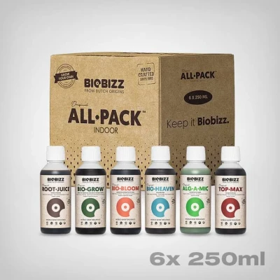 ALL-PACK INDOOR 6x250ml - KOMPLETNY ZESTAW NATURALNYCH NAWOZÓW I STYMULATORÓW, BIOBIZZ