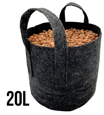 Round Pot 20L -  ODDYCHAJĄCA, OKRĄGŁA, MOCNA DONICZKA MATERIAŁOWA h25cm fi31cm, Z UCHWYTAMI, odpowiednik Hempot, Gronest, Smart Pot, Growbag-  VF.KRAKOW
