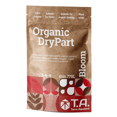 ORGANIC DryPart BLOOM 100g, NOWOCZESNY NAWÓZ ORGANICZNY NA KWITNIENIE W PROSZKU (WYSTARCZA NA MIN. 40L), NPK 3-6-9, TERRA AQUATICA - GHE