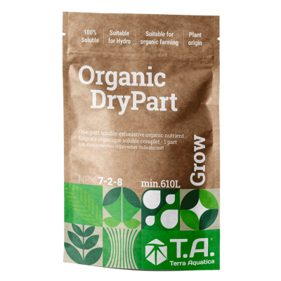 ORGANIC DryPart GROW 100g, NOWOCZESNY NAWÓZ ORGANICZNY NA WZROST W PROSZKU (WYSTARCZA NA MIN. 40L), NPK 7-2-8, TERRA AQUATICA - GHE