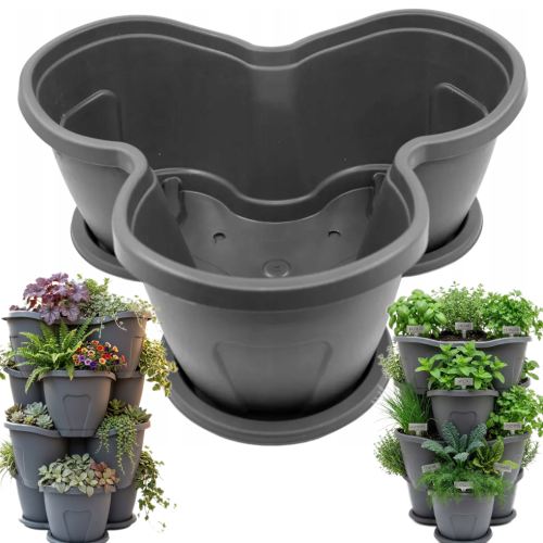 DONICZKA MODUŁOWA DO BUDOWY WIEŻY Z ROŚLIN, 1 SZT. / 13L / 42x42x18cm, MODULAR TOWER POT (KASKADOWA, PIĘTROWA)