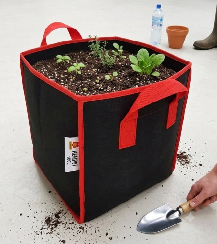  !- HemPot 100L - ODDYCHAJĄCA, KWADRATOWA DONICZKA MATERIAŁOWA 50x50xh40cm, Z UCHWYTAMI, odpowiednik Smart Pot, Growbag
