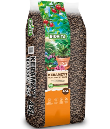 KERAMZYT OGRODNICZY AGRO 45L, BIOVITA, granulat ceramiczny, 8-16mm