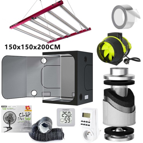 GROWBOX ZESTAW LED DO UPRAWY ROŚLIN 150x150xh200, LED 720W. 2,25m2