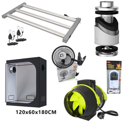 GROWBOX ZESTAW LED DO UPRAWY ROŚLIN 120x60xh180, LED 300W. 0,81m2