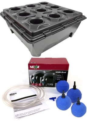 KOMPLETNY SYSTEM HYDROPONICZNY NA 9 ROŚLIN, DWC OXYPOT 110L, 83x83xh35cm, NUTRICULTURE