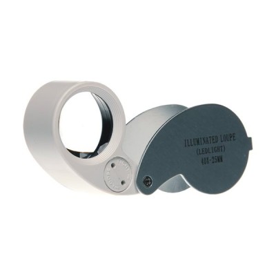  LUPA KIESZONKOWA Z PODWÓJNĄ DIODĄ LED, POWIĘKSZENIE 40x, SOCZEWKA fi:25mm, mikroskop VF