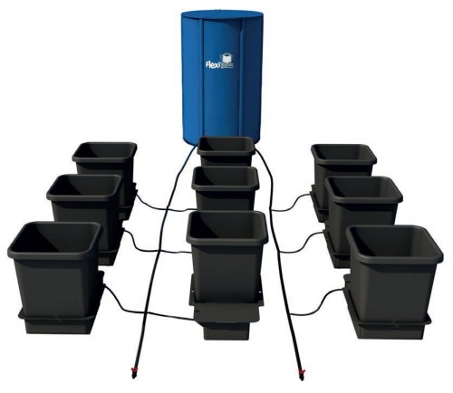 KOMPLETNY SYSTEM AUTOPOT (XL SYSTEM), 9 DONICZEK 25L + ZBIORNIK FLEXITANK 100L + AKCESORIA